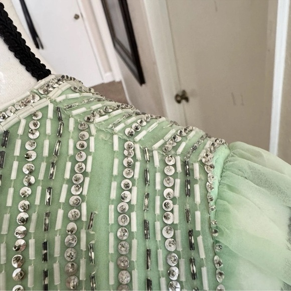 Vintage Jack Bryan Mint Green Beaded Sequin Evening Gown Dress SZ 12 Fairycore - Picture 9 of 14